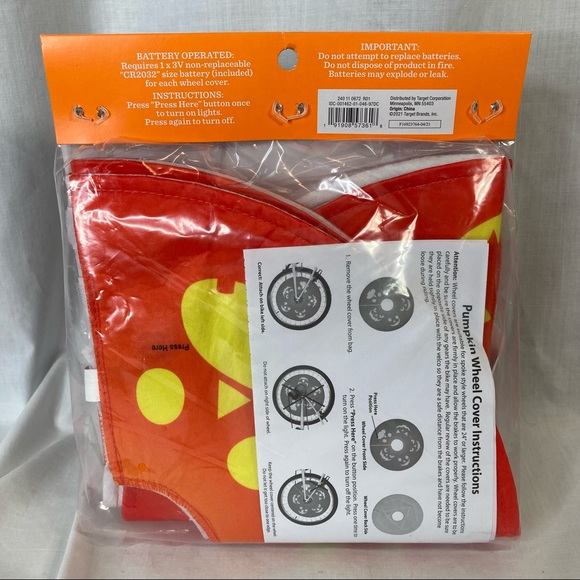 Light Up Pumpkin Bicycle Wheel Cover Set Halloween Lights Jack O Lantern Parade - Picture 6 of 9